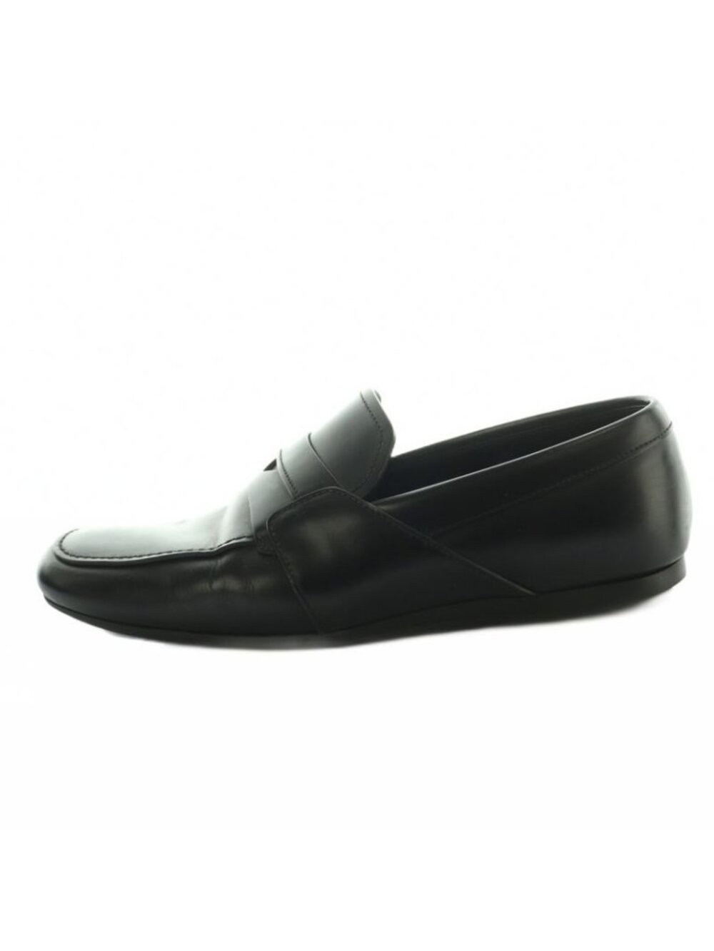 Prada Brushed Leather Loafers Moccasins Cowhide 6 Black - Picture 2 of 9